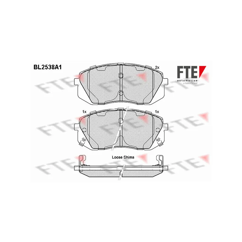 Jeu de 4 plaquettes de frein avant FTE BL2538A1