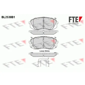 Jeu de 4 plaquettes de frein avant FTE BL2538B1