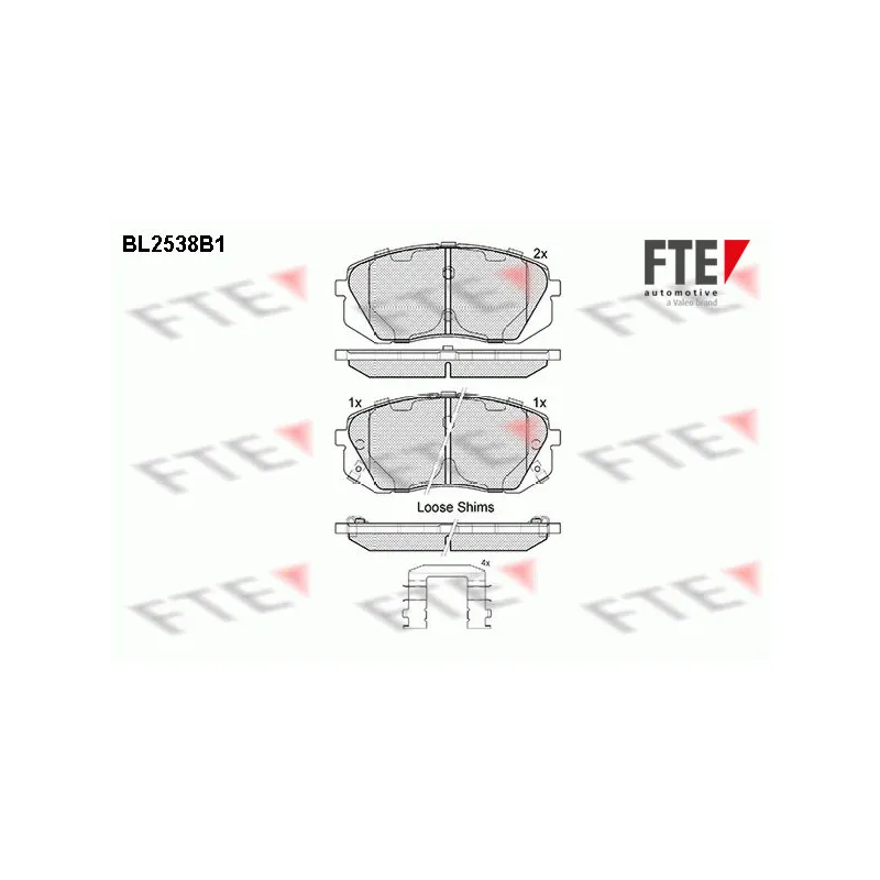 Jeu de 4 plaquettes de frein avant FTE BL2538B1