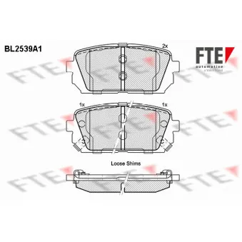 Jeu de 4 plaquettes de frein arrière FTE BL2539A1