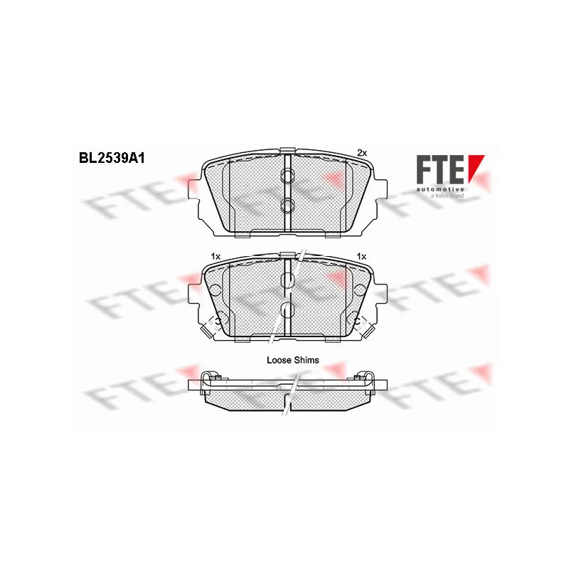 Jeu de 4 plaquettes de frein arrière FTE BL2539A1
