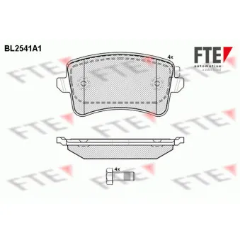 Jeu de 4 plaquettes de frein arrière FTE BL2541A1