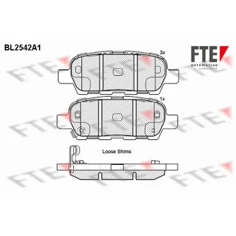 Jeu de 4 plaquettes de frein arrière FTE BL2542A1