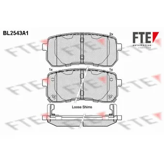 Jeu de 4 plaquettes de frein arrière FTE BL2543A1