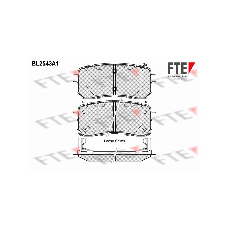 Jeu de 4 plaquettes de frein arrière FTE BL2543A1