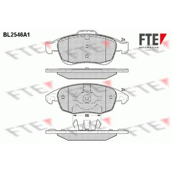 Jeu de 4 plaquettes de frein avant FTE BL2546A1
