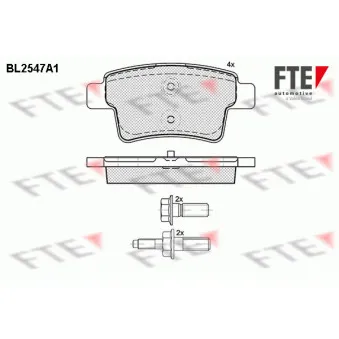 Jeu de 4 plaquettes de frein arrière FTE BL2547A1
