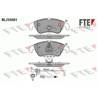 Jeu de 4 plaquettes de frein avant FTE BL2550A1