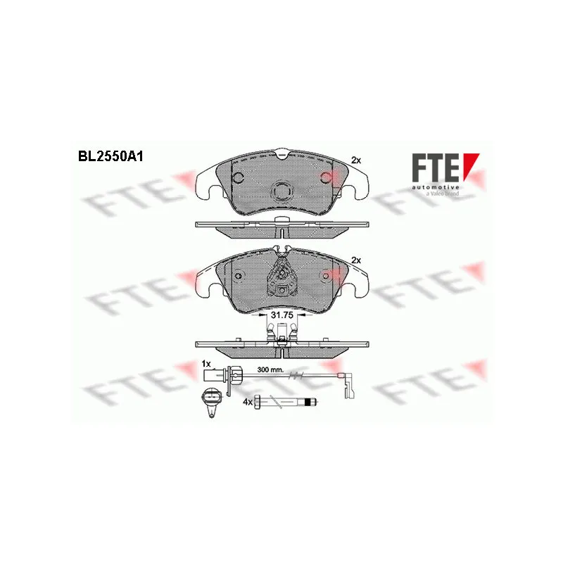 Jeu de 4 plaquettes de frein avant FTE BL2550A1