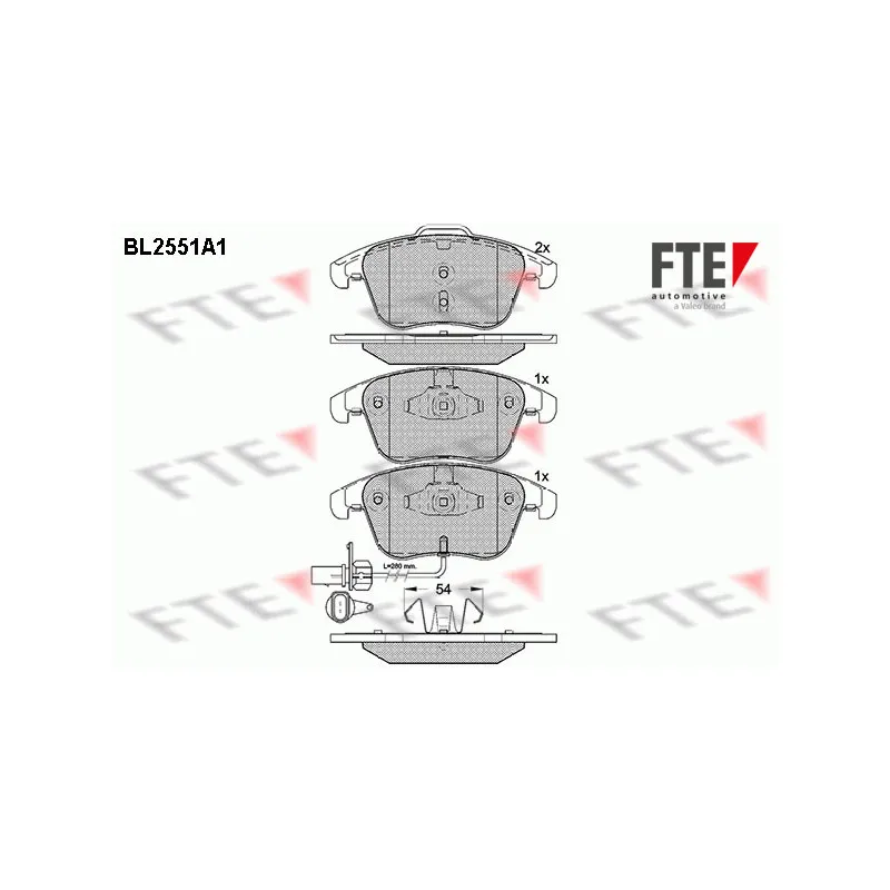 Jeu de 4 plaquettes de frein avant FTE BL2551A1