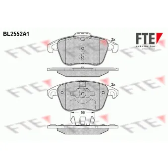 Jeu de 4 plaquettes de frein avant FTE BL2552A1