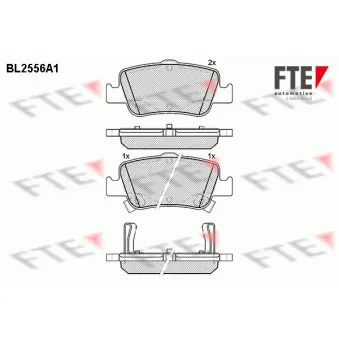 Jeu de 4 plaquettes de frein arrière FTE BL2556A1
