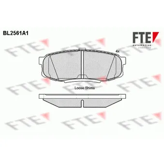 Jeu de 4 plaquettes de frein arrière FTE BL2561A1