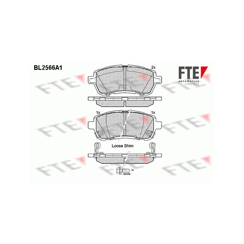 Jeu de 4 plaquettes de frein avant FTE BL2566A1