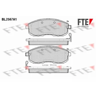 Jeu de 4 plaquettes de frein avant FTE BL2567A1