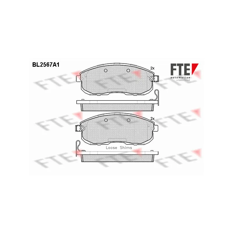 Jeu de 4 plaquettes de frein avant FTE BL2567A1