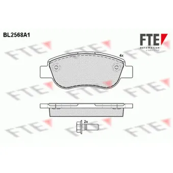 Jeu de 4 plaquettes de frein avant FTE BL2568A1