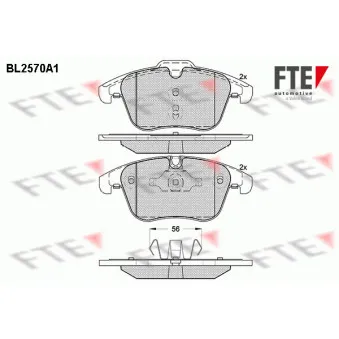 Jeu de 4 plaquettes de frein avant FTE BL2570A1
