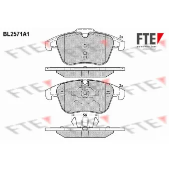Jeu de 4 plaquettes de frein avant FTE BL2571A1