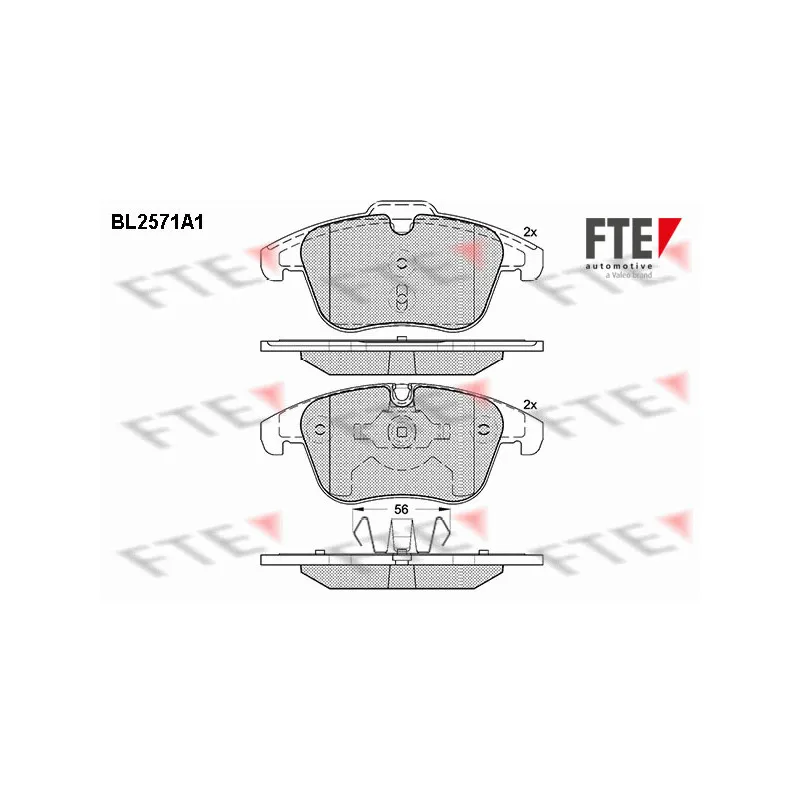 Jeu de 4 plaquettes de frein avant FTE BL2571A1