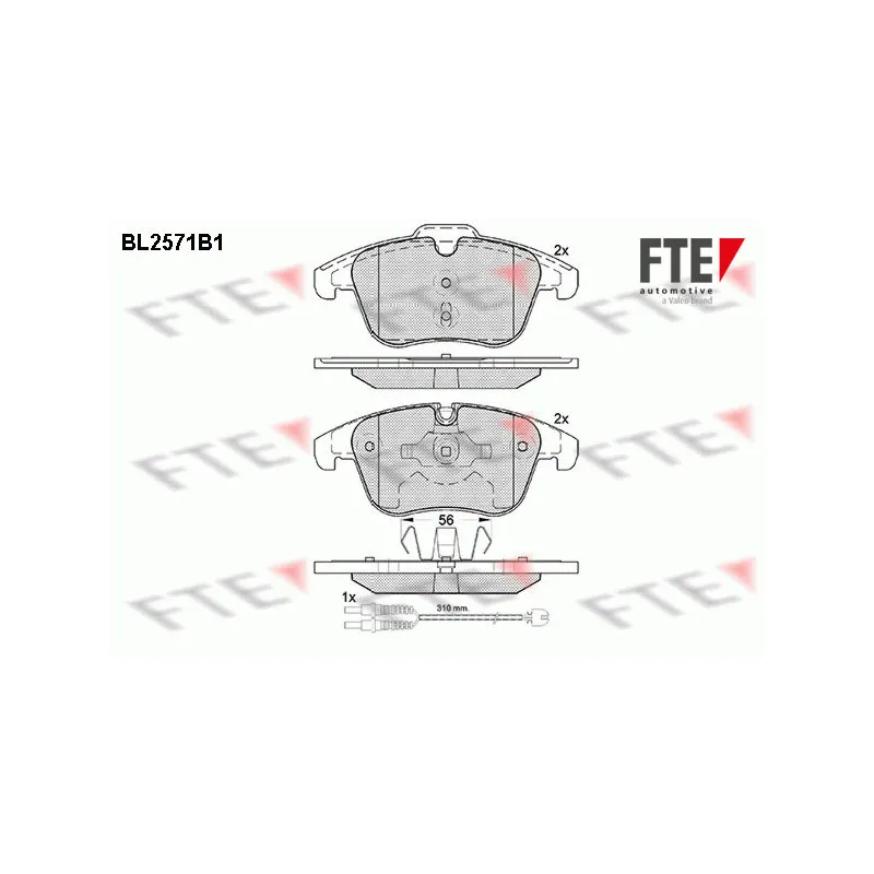 Jeu de 4 plaquettes de frein avant FTE BL2571B1