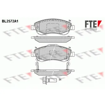 Jeu de 4 plaquettes de frein avant FTE BL2572A1
