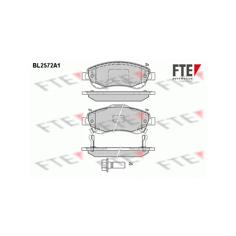 Jeu de 4 plaquettes de frein avant FTE BL2572A1