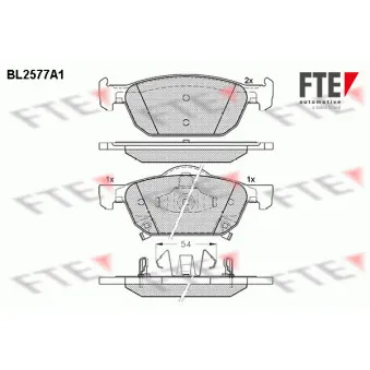 Jeu de 4 plaquettes de frein avant FTE BL2577A1