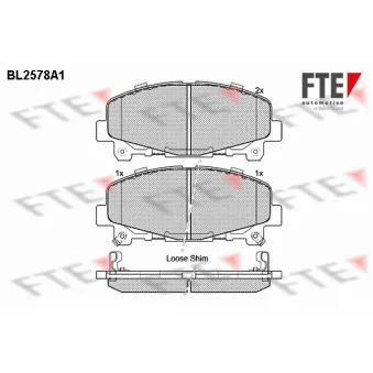 Jeu de 4 plaquettes de frein avant FTE BL2578A1