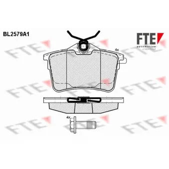 Jeu de 4 plaquettes de frein arrière FTE BL2579A1