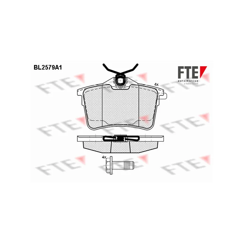 Jeu de 4 plaquettes de frein arrière FTE BL2579A1
