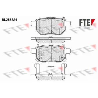 Jeu de 4 plaquettes de frein arrière FTE BL2582A1