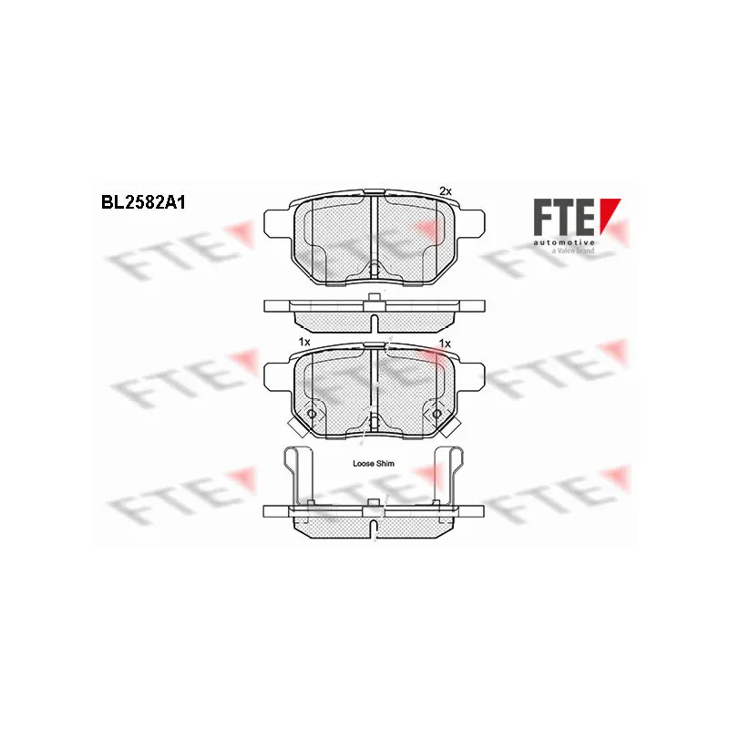 Jeu de 4 plaquettes de frein arrière FTE BL2582A1