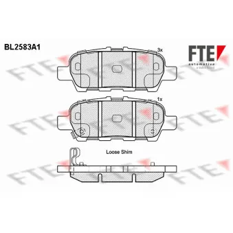 Jeu de 4 plaquettes de frein arrière FTE BL2583A1
