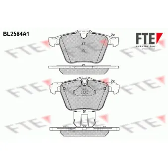 Jeu de 4 plaquettes de frein avant FTE BL2584A1