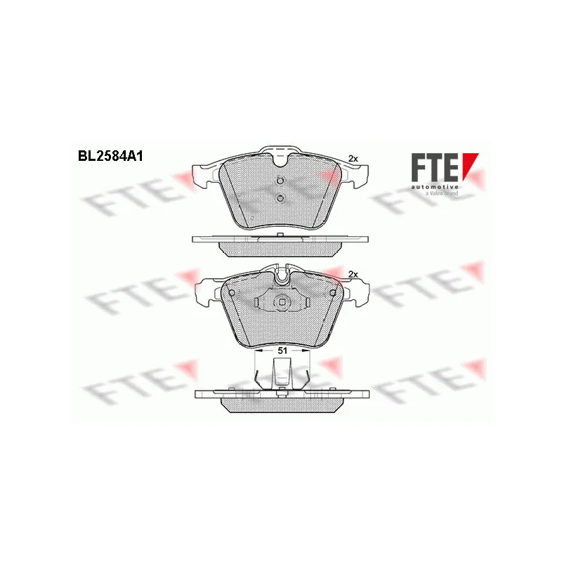 Jeu de 4 plaquettes de frein avant FTE BL2584A1