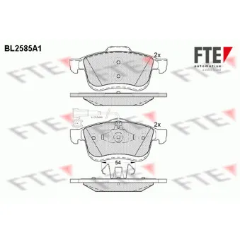 Jeu de 4 plaquettes de frein avant FTE BL2585A1