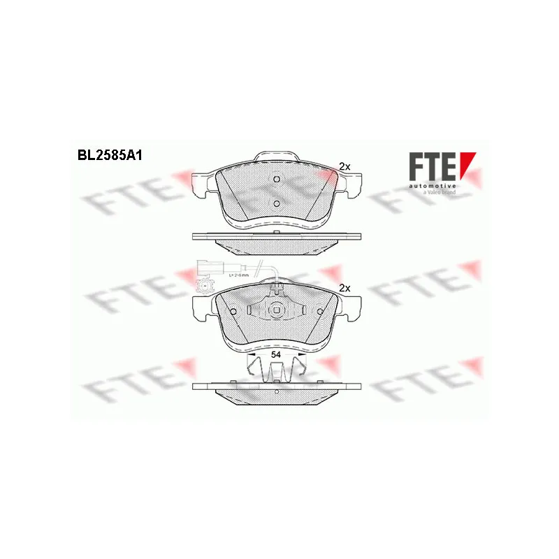 Jeu de 4 plaquettes de frein avant FTE BL2585A1