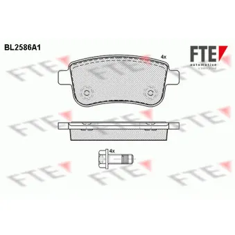 Jeu de 4 plaquettes de frein arrière FTE BL2586A1