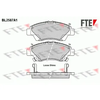 Jeu de 4 plaquettes de frein avant FTE BL2587A1