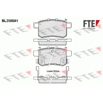 Jeu de 4 plaquettes de frein arrière FTE BL2588A1
