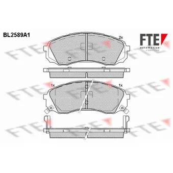 Jeu de 4 plaquettes de frein avant FTE BL2589A1