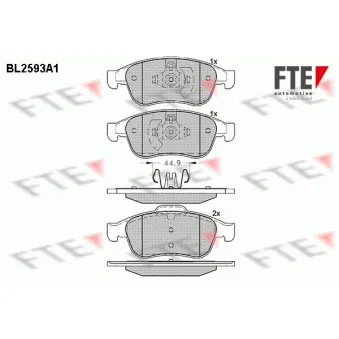 Jeu de 4 plaquettes de frein avant FTE BL2593A1