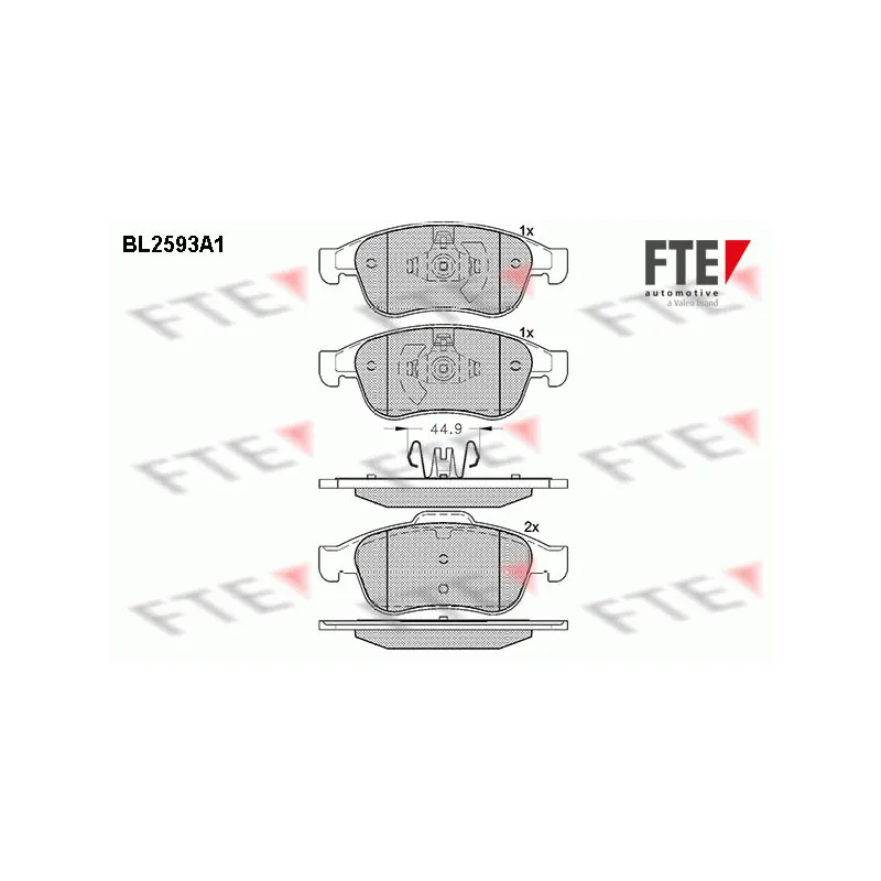 Jeu de 4 plaquettes de frein avant FTE BL2593A1