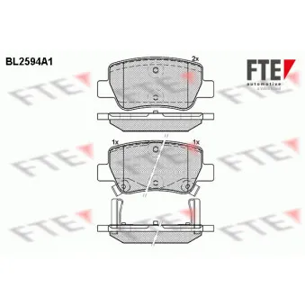 Jeu de 4 plaquettes de frein arrière FTE BL2594A1