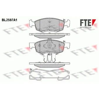 Jeu de 4 plaquettes de frein avant FTE BL2597A1