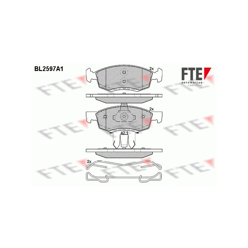 Jeu de 4 plaquettes de frein avant FTE BL2597A1