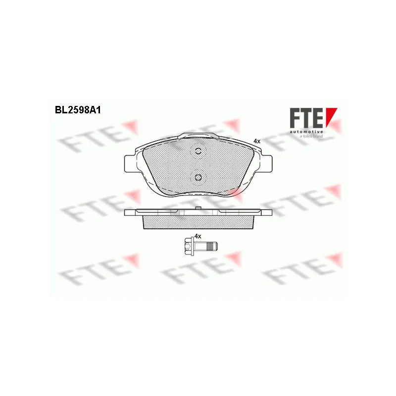 Jeu de 4 plaquettes de frein avant FTE BL2598A1
