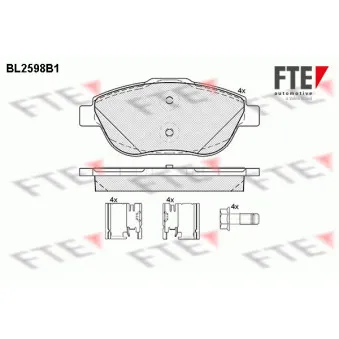 Jeu de 4 plaquettes de frein avant FTE BL2598B1