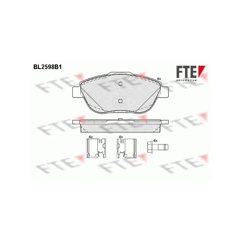 Jeu de 4 plaquettes de frein avant FTE BL2598B1